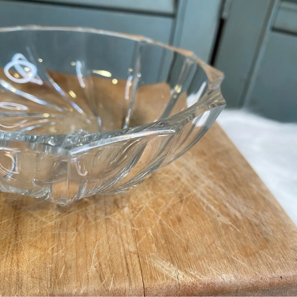 Vintage Val St Lambert Belgium Crystal Swirl Spider Web Dessert Berry 4.5